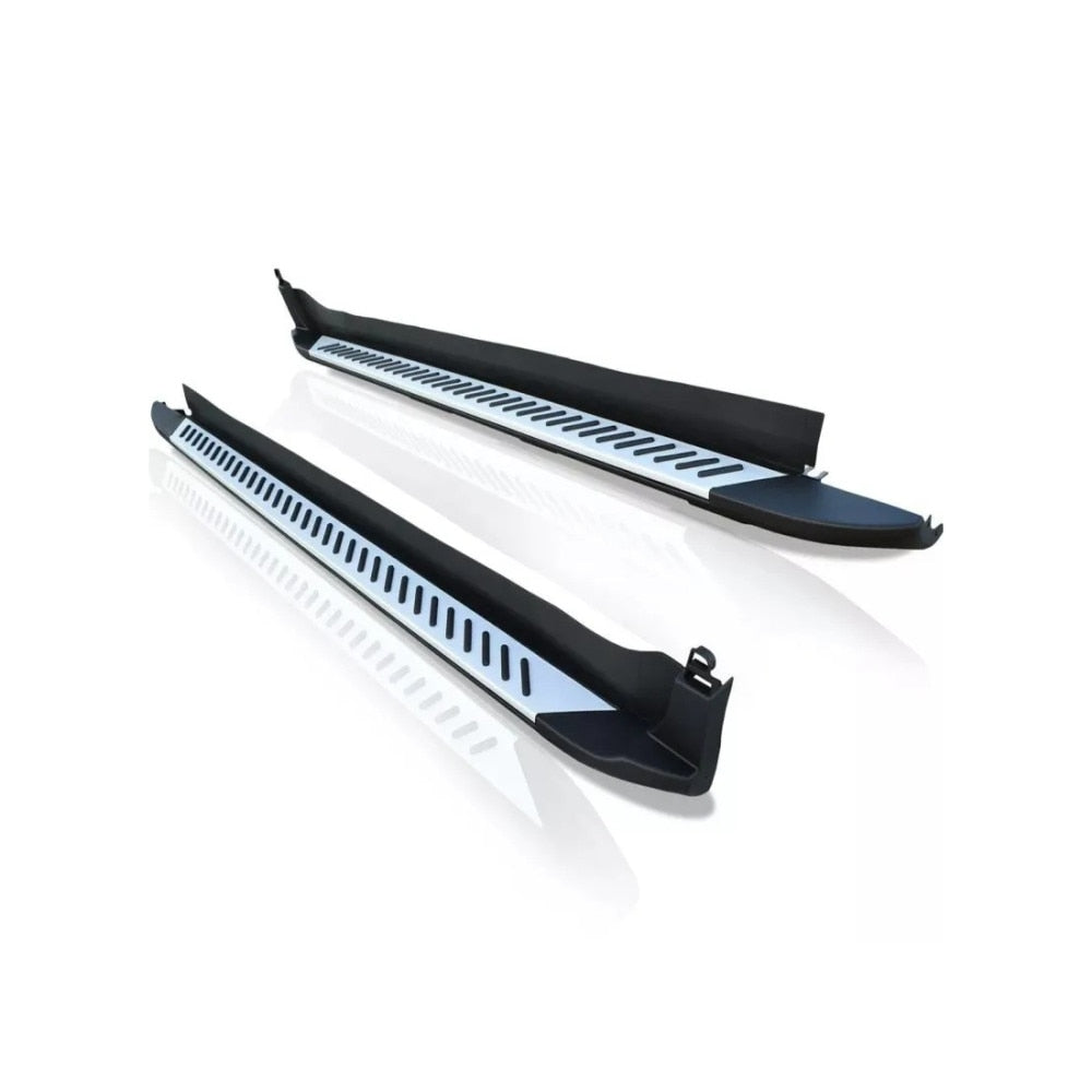 Praguri Auto idealSTORE, Compatibile BMW X3 F25 / BMW X4 F26 2011-2017, Design Estetic, Material din Aluminiu, Protectie Impotriva Loviturilor, Montaj Rapid si Sigur, Culoare Negru cu Insertii Argintii