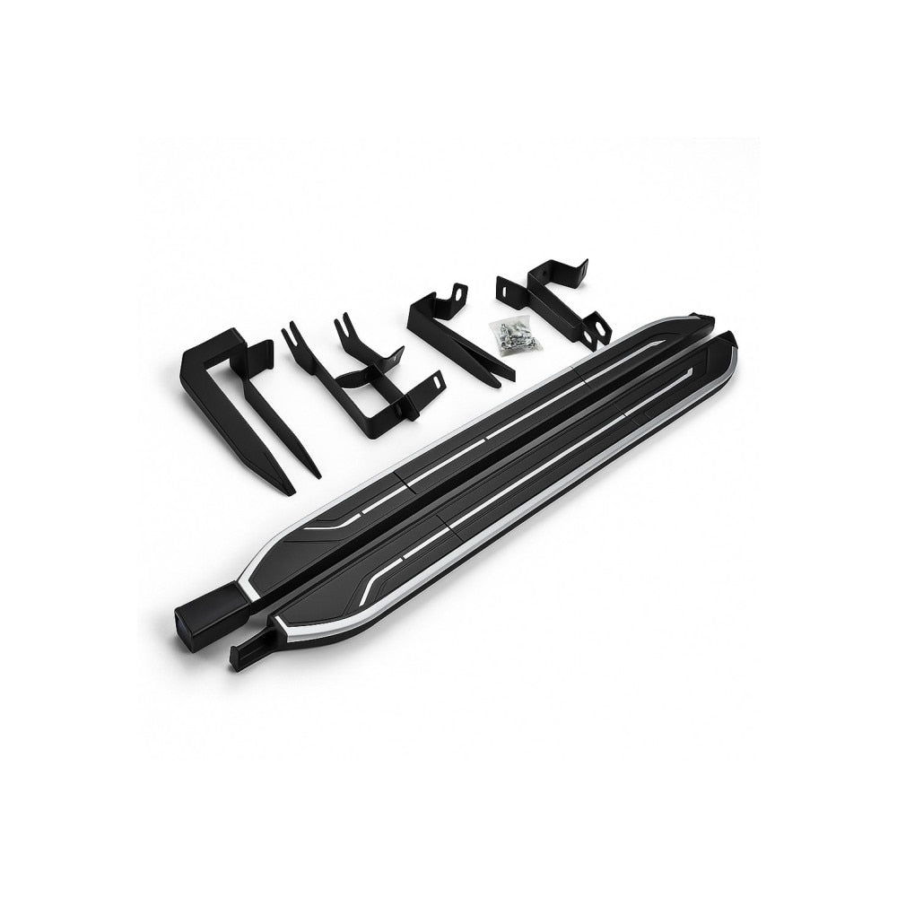 Praguri Auto idealSTORE, Set pentru Dacia Duster II, Aluminiu, Negru cu Insertii Argintii