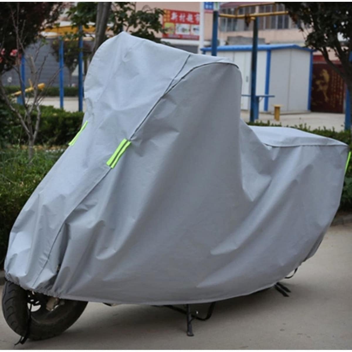Prelata Moto Premium idealStore, Tesatura Impermeabila, Interior Vatuit, Material Oxford, Dimensiune 2.1x0.8x1.05M, Culoare Gri, Marime L