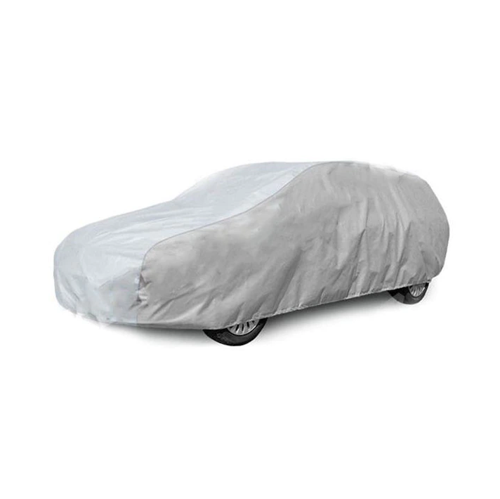 Prelata Premium Auto idealSTORE Protectie 4 Anotimpuri, Material extra rezistent la apa, Zapada si Soare, Inchidere cu fermoar pe partea Soferului, Material vatuit pe interior compatibil SUV / VAN Dimensiuni 4.6x1.75x1.45m