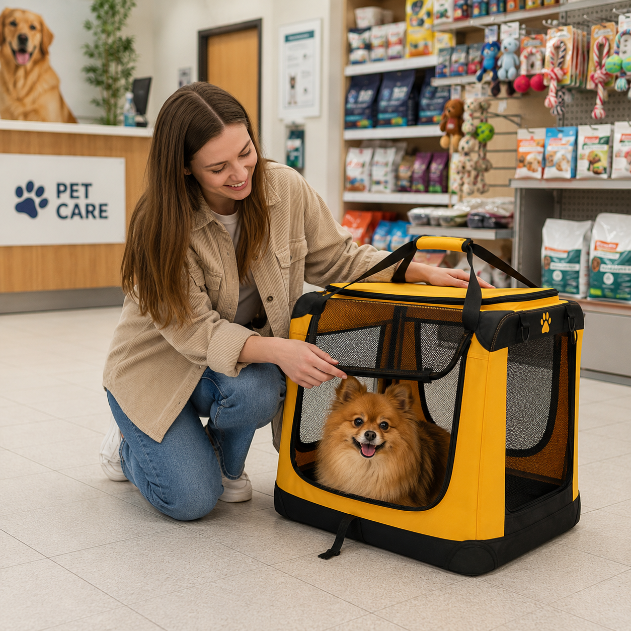Geanta pliabila pentru transport animale idealSTORE, Dimensiune 60x42x44 cm