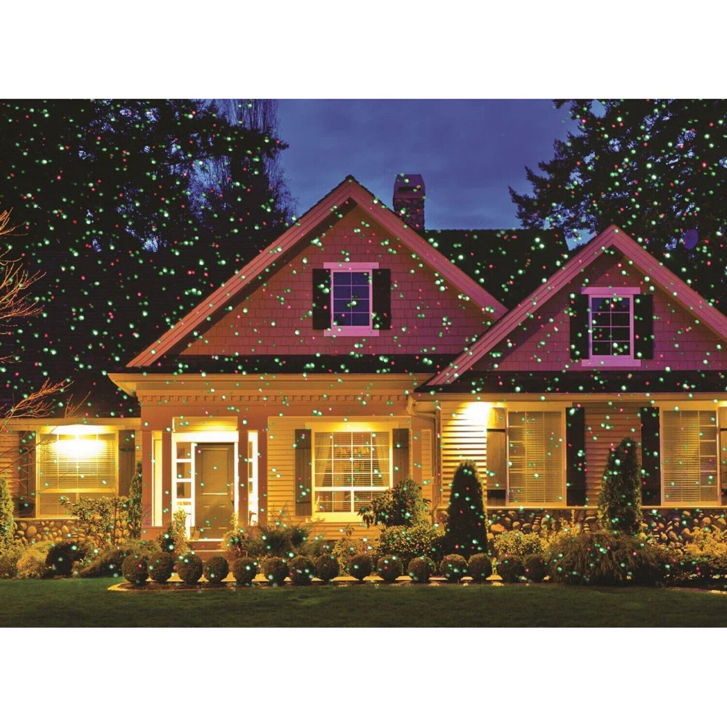 Proiector Laser Pentru Craciun idealStore, Suprafata de Acoperire 25x25 M, Fascicul Laser, 9 Functii de Joc de Lumini Rosu Verde, Cablu de Alimentare 1.5 M, Telecomanda Inclusa