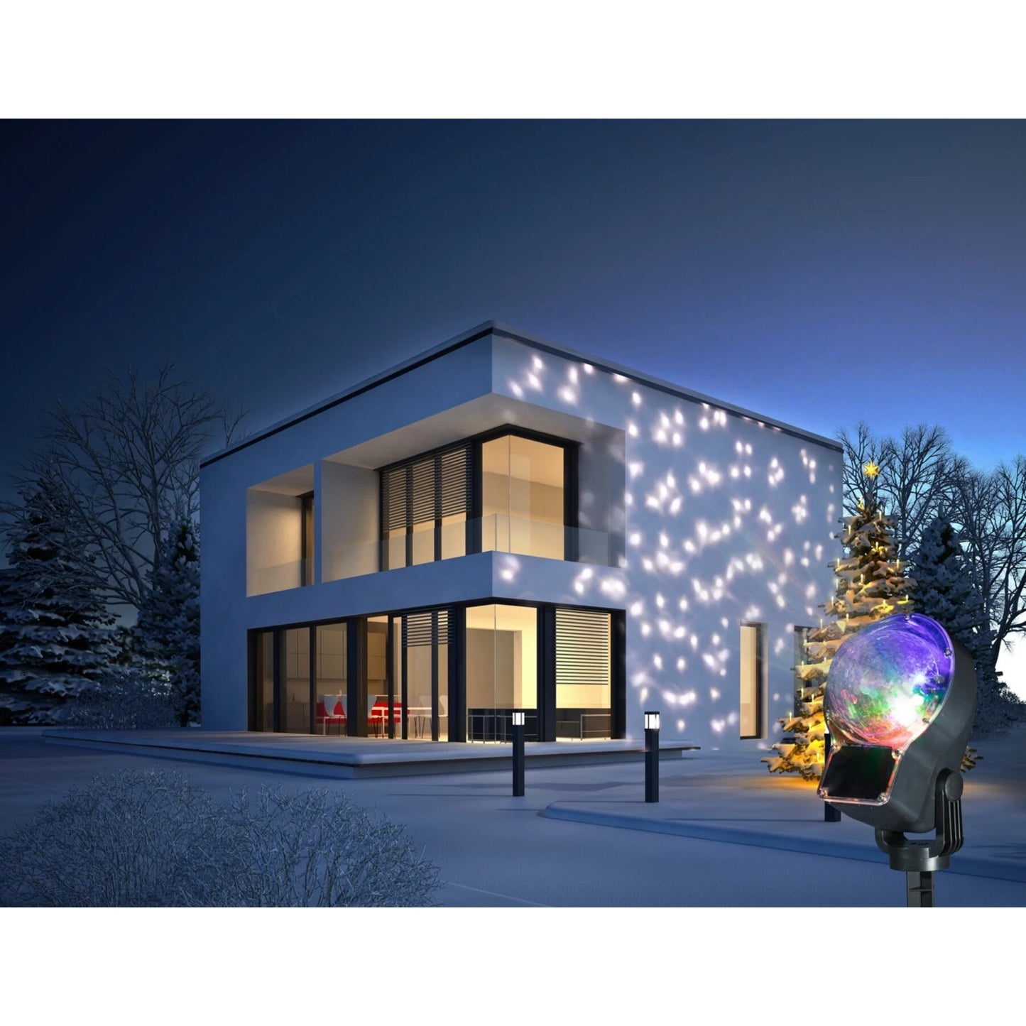 Proiector Led pentru Craciun cu Efect de Ninsoare idealStore, Lumini RGB, Surse Tip Led, Suprafata de Acoperire 30MP, Distanta Proiectie 15M, Rezistent la Factorii de Mediu, Cablu Alimentare 3M, Telecomanda Inclusa
