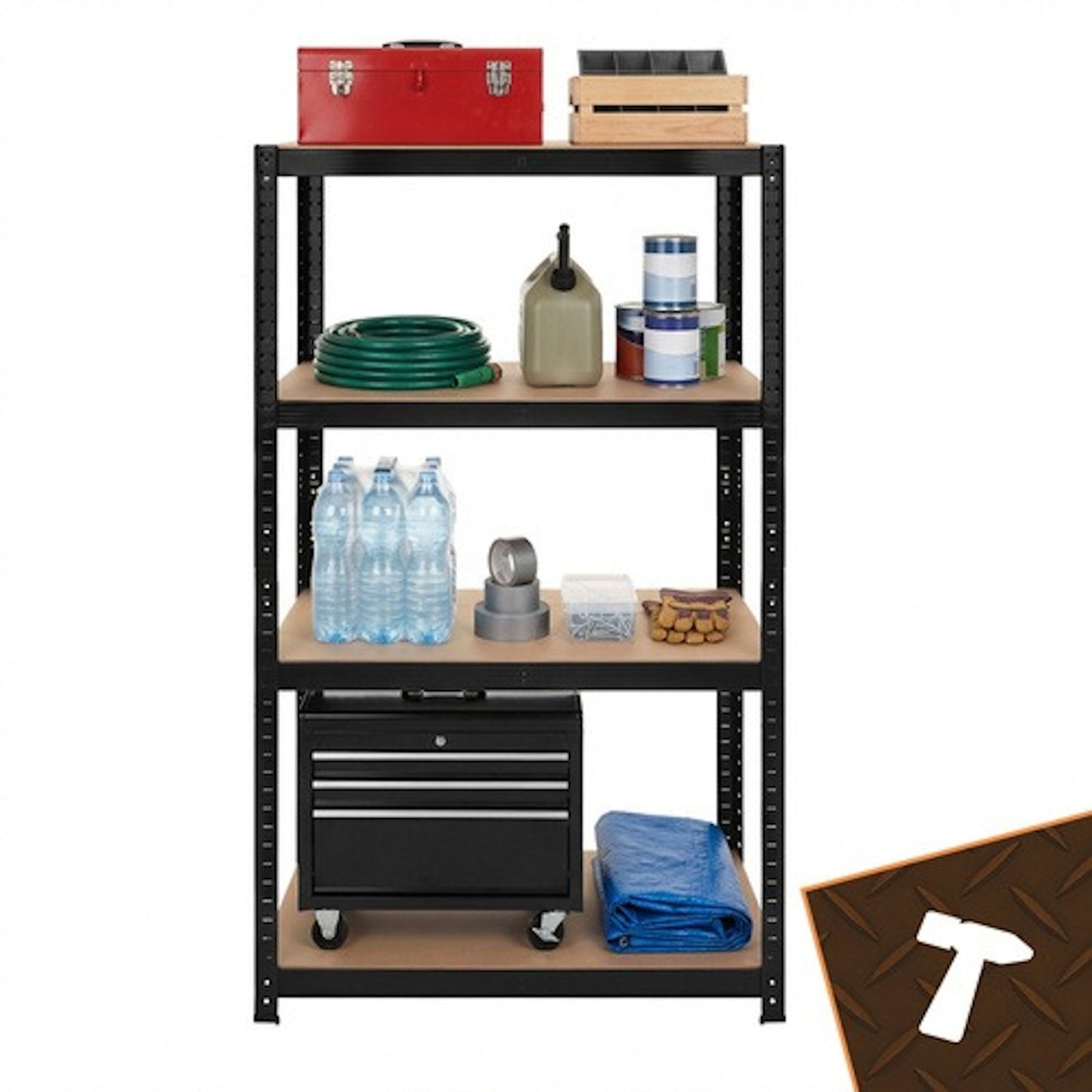 Raft Metalic Depozitare idealSTORE 150 x 75 x 30 cm cu 4 Polite MDF Capacitate 700 kg