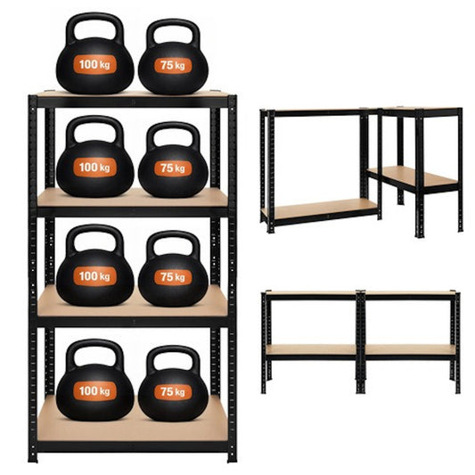 Raft Metalic Depozitare idealSTORE 150 x 75 x 30 cm cu 4 Polite MDF Capacitate 700 kg