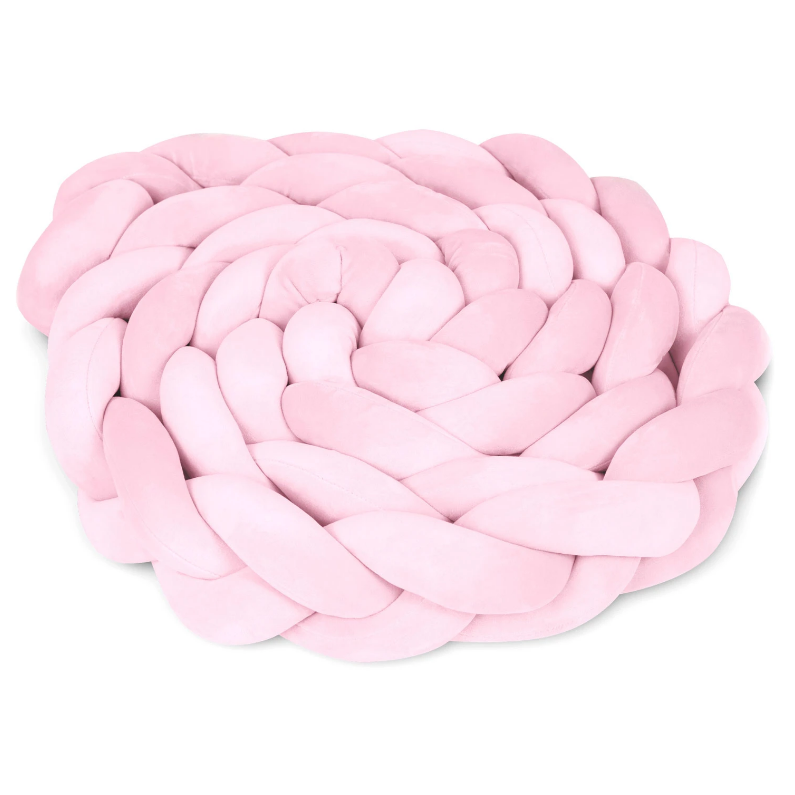 Protectie Laterala pentru Patut Bumper Rico idealSTORE, Lungime 3 m, Material moale, Placut la atingere, Protejeaza impotriva curentilor de aer si a loviturilor, Antialergic, Roz