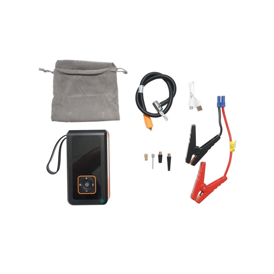 Robot Pornire si Compresor Aer Smart idealSTORE 80W 150 PSI, Afisaj Digital LED, Baterie Litiu 8000 mAh, Baterie Externa, Lanterna LED, Port USB/USB-C, Accesorii Incluse