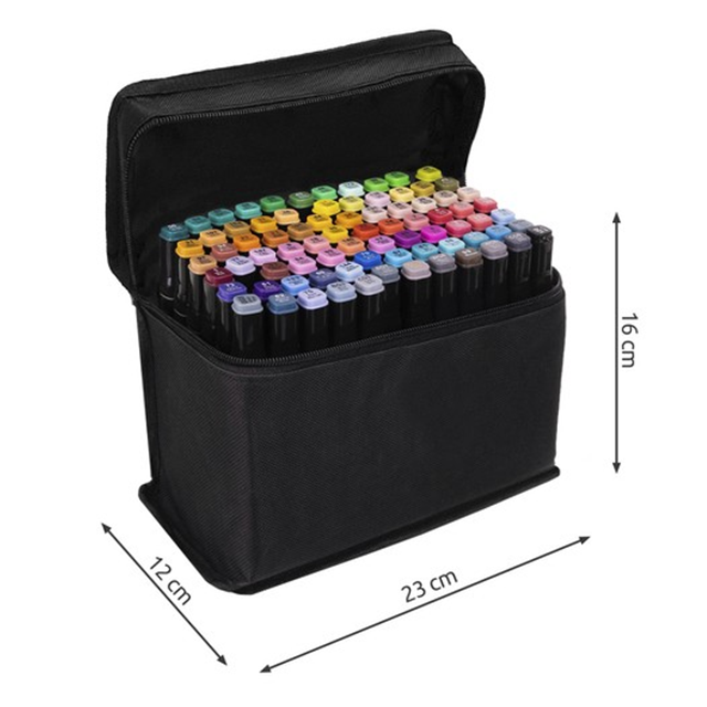 Set 80 carioci profesionale CLASStitude, 2 capete subtire si gros, geanta depozitare, cerneala pe baza de alcool, varf dublu, Multicolor