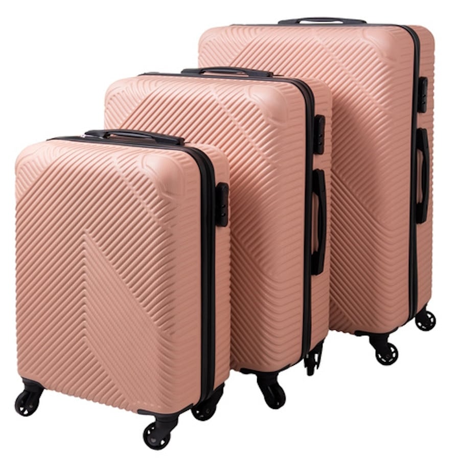 Set 3 Trolere-Valize de Calatorie idealSTORE, Mari, Medii, Mici, cu Roti Pivotante, Manere Reglabile Telescopice, Inchidere cu Cifru, Nervuri de Intarire, Plastic ABS Durabil, Compartiment cu Fermoar, Fermoar Bidirectional, Culoare Roz