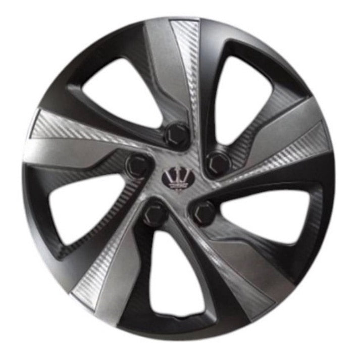 Set 4 Capace Roti 15 ' idealSTORE, Fabricate din Material Puternic si Durabil, Rezistente la Impact, Se Potrivesc cu Majoritatea Masinilor, Culoare Gri Antracit cu Negru