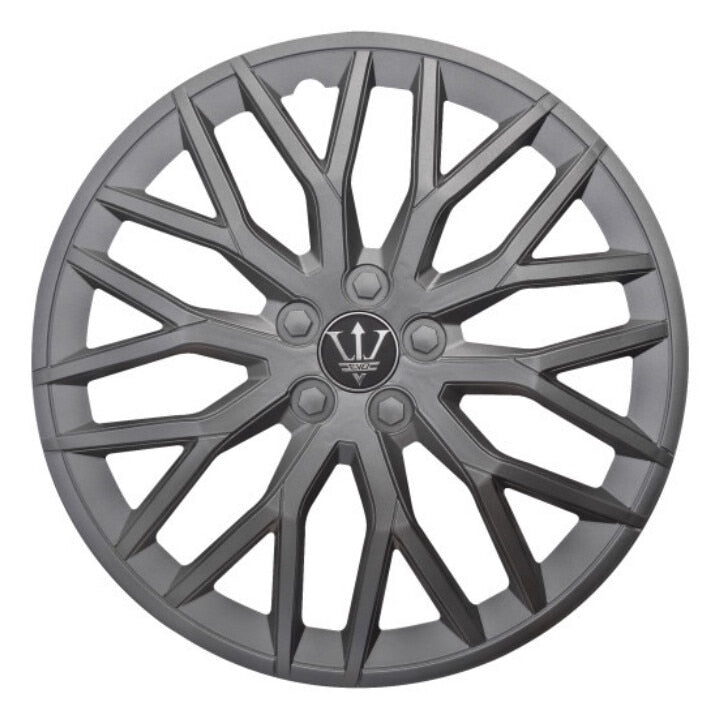 Set 4 Capace Roti 15' idealSTORE, Fabricate din Material Puternic si Durabil, Rezistente la Impact, Se Potrivesc cu Majoritatea Masinilor, Culoare Gri-Antracit