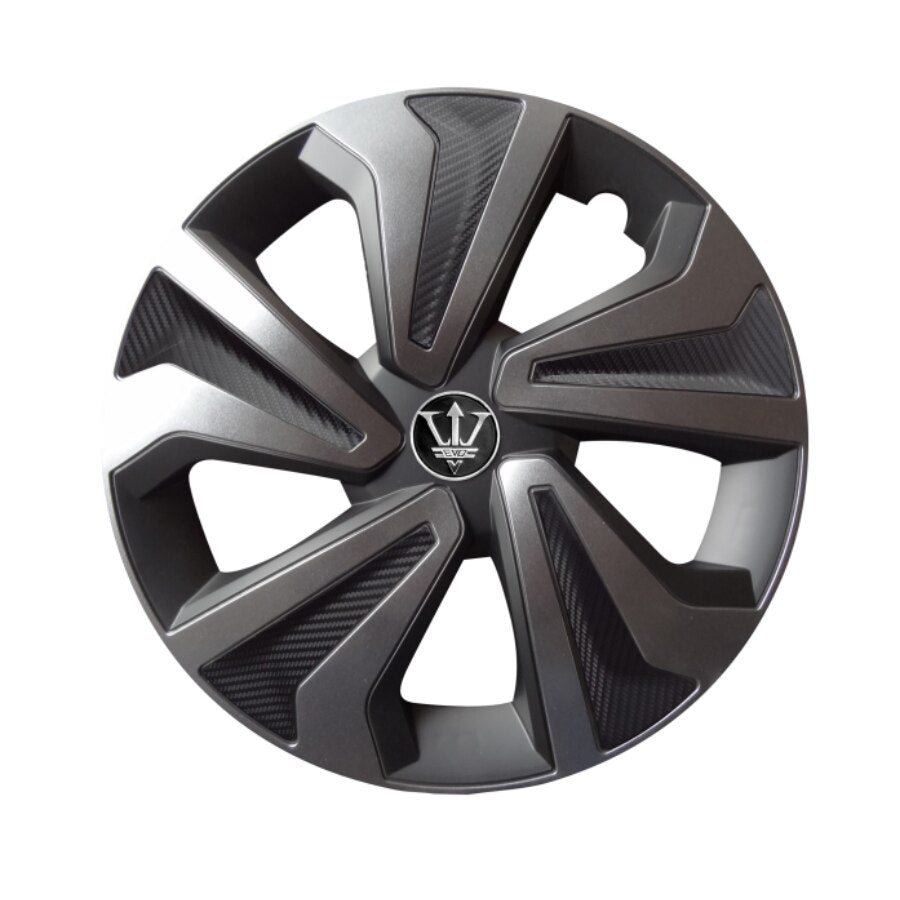 Set 4 Capace Roti 15 ' idealSTORE, Fabricate din Material Puternic si Durabil, Rezistente la Impact, Se Potrivesc cu Majoritatea Masinilor, Culoare Negru Gri Antracit