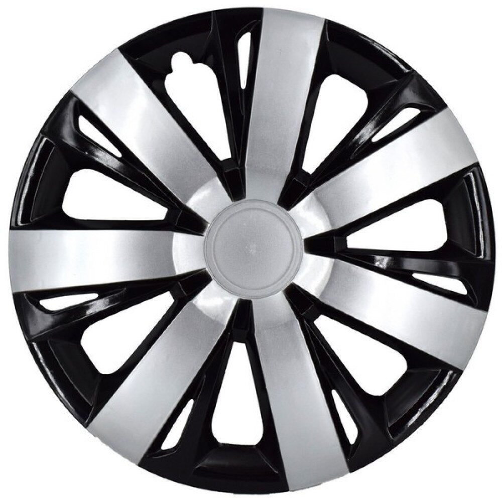 Set 4 Capace Roti 16' idealSTORE, Fabricate din Material Puternic si Durabil, Rezistente la Impact, Se Potrivesc cu Majoritatea Masinilor, Culoare Negru Argintiu