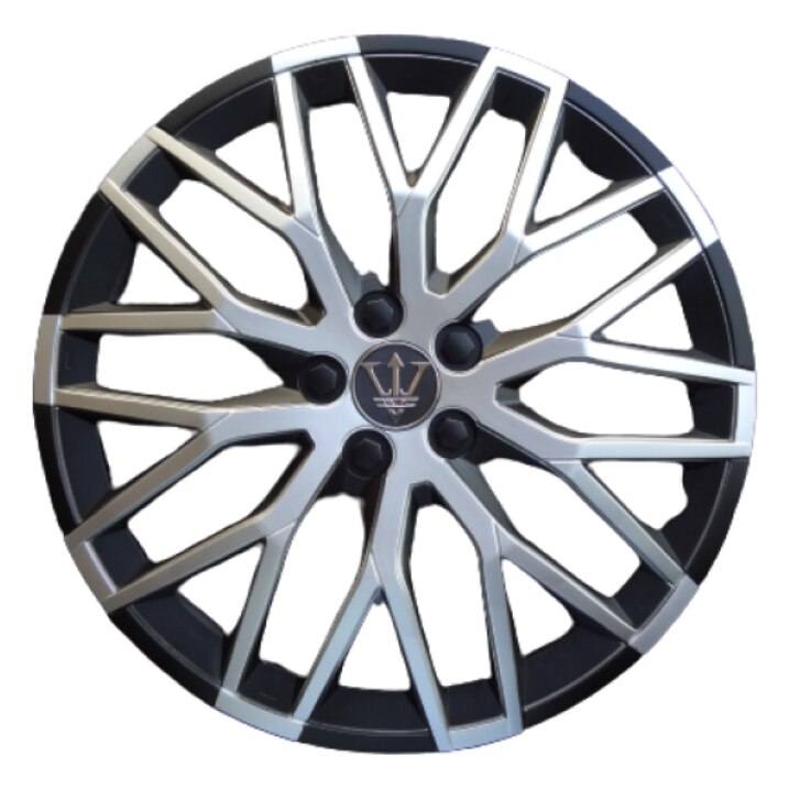 Set 4 Capace Roti 16' idealSTORE, Fabricate din Material Puternic si Durabil, Rezistente la Impact, Se Potrivesc cu Majoritatea Masinilor, Culoare Negru-Argintiu