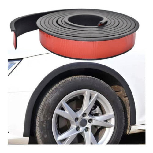 Set 4 ornamente protectie aripa idealSTORE din cauciuc 1,6mx3cm, Protejeaza sprancenele ramei rotilor de noroi, murdarie, zgarieturi, culoare Neagra