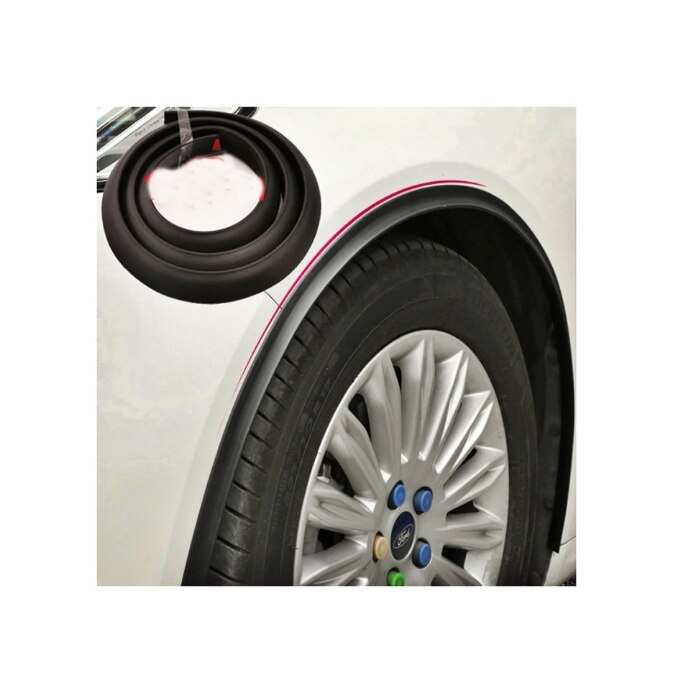 Set 4 ornamente protectie aripa idealSTORE din cauciuc 1,6 m x 2 cm, Protejeaza sprancenele ramei rotilor de noroi, murdarie, zgarieturi, culoare Neagra