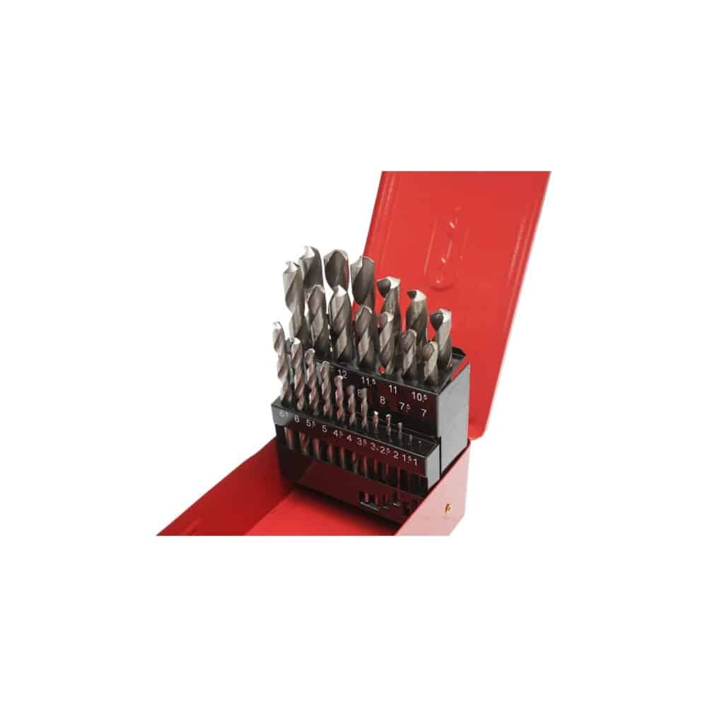 Set Burghie Elicoidale Profesionale idealSTORE, 1-13MM, Pentru Metal, Tija Cilindrica, Contine 25 Piese, Cutie Organizatoare Inclusa