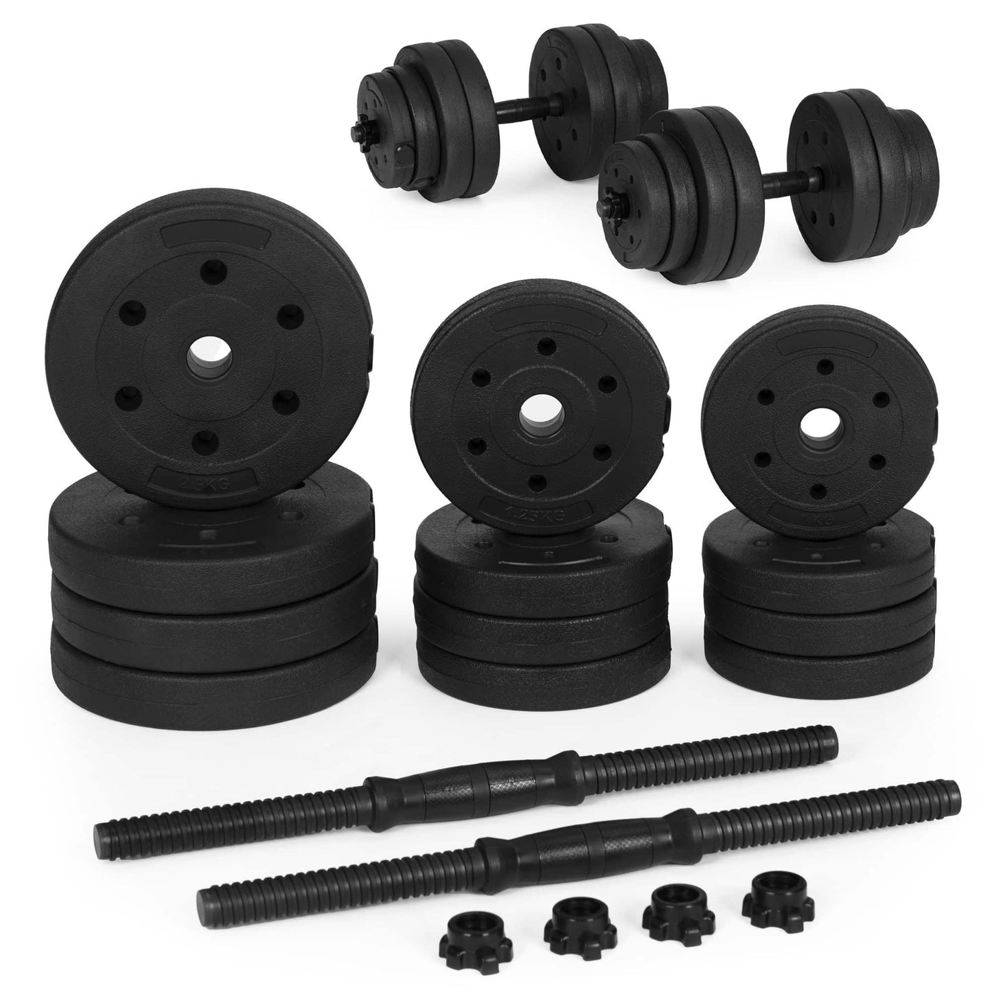 Set Gantere Reglabile idealSTORE, Greutate 20 kg, 210 kg, 12 Discuri Ponderate, Manere Antiderapante, Ajustabile pentru antrenament de forta si fitness acasa, Unisex