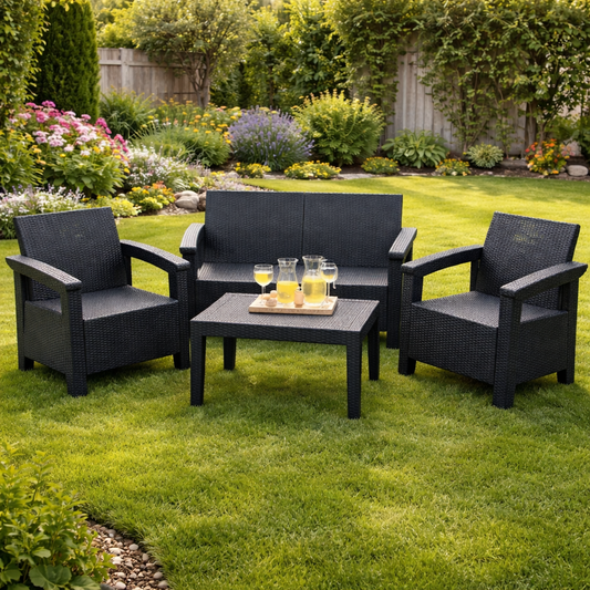 Set ratan mobilier gradina idealSTORE BellaVita cu canapea 2 fotolii si masa