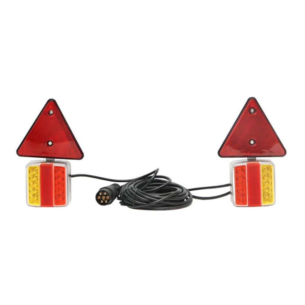 Set Lampi LED idealStore Magnetice, Cu Triunghiuri Reflectorizante Pentru Remorca, Fisa 7 Pini, Cablu 2.5m, Cablu Fisa 7.5m, Usor de Instalat