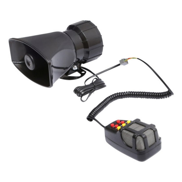 Sirena idealSTORE cu 7 Moduri de Avertizare 12V/100W, Dimensiuni 165 x 160 x 90 mm, Lungime cablu mufa 1900 mm, Lungime cablu microfon 1500 mm