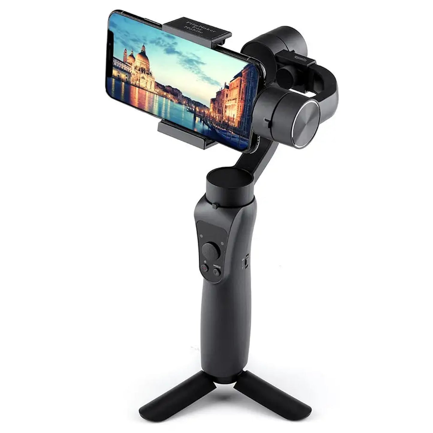 Stabilizator de Imagine Gimbal idealSTORE, Profesional, pentru SmartPhone sau GoPro, 3 Axe, Anti-Shake, Autonomie 12 ore, Rotire, Inclinare, Panorama, Recunoaste Fetele, Urmareste obiectele, Functie de Power Bank