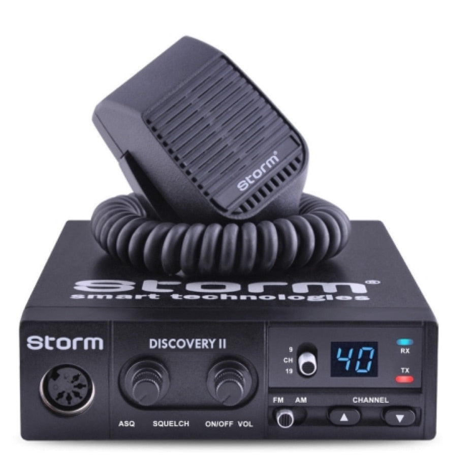 Statie Radio Storm Discovery idealSTORE, Frecventa (MHz) 26, 965-27, 405 MHz, Tehnologie SMD, 135 de Canale, Moduri AM/FM Autosquelch, Control Squelch Memoria Utimului Canal Folosit, Canale de Urgenta 9/19, Filtru de zgomot Noise Blanker, Moduri Europa/Ru