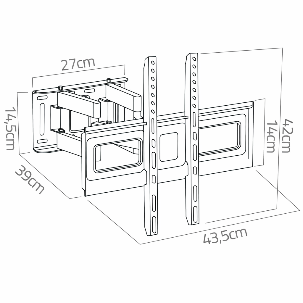 Suport TV idealSTORE Articulat si Reglabil cu doua brate, rotatie 120, inclinare 5/+8, Sarcina 70 kg,