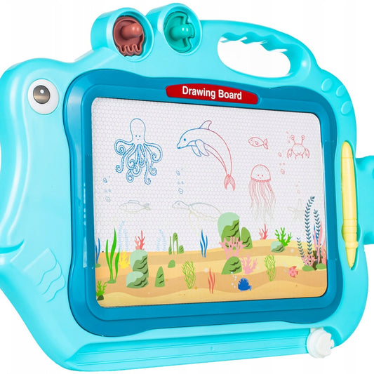 Tablita magnetica copii Funny Fish cu stampile si suprafata de desen