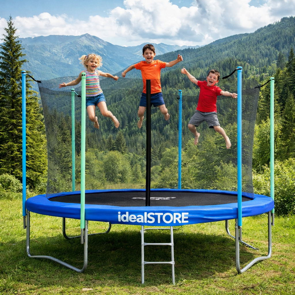 Trambulina Malatec pentru Copii si Adulti, Diametru 305cm 10FT, Scarita Inclusa, Capacitate 150kg, Plasa Laterala cu Fermoar