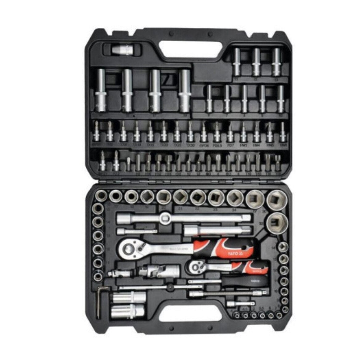 Trusa Chei Tubulare Profesionala idealStore, 94 Piese, Piese Realizate di Otel Puternic, Valiza Plastic, Negru