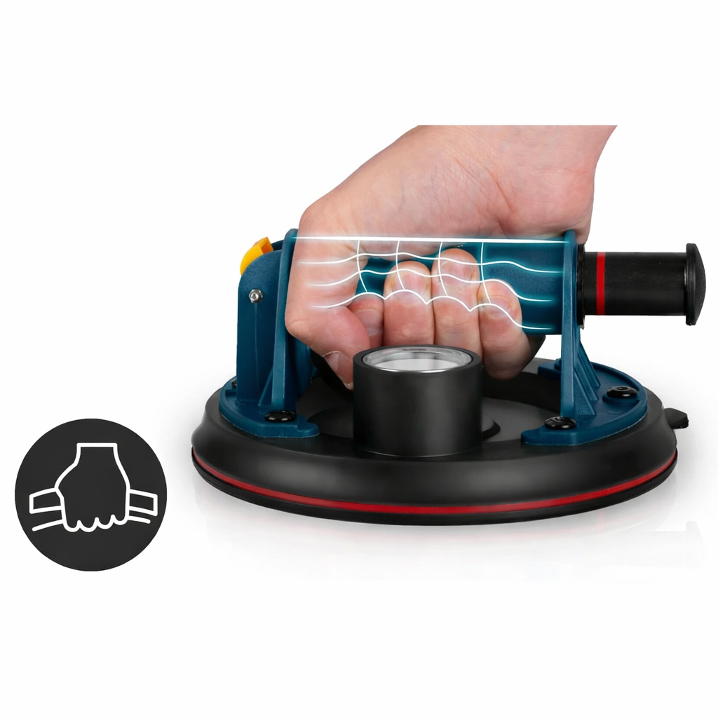 Ventuza cu Placa Vidata idealSTORE, Forta de Ridicare Pana la 200KG, Manometru Incorporat, Diametru Disc 200MM