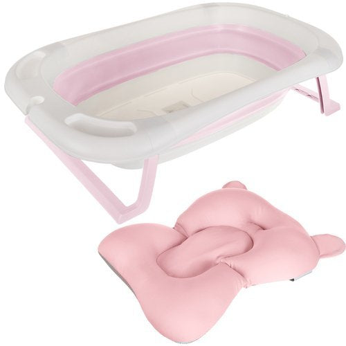 Cada pliabila cu termometru incorporat si perna roz, PP/TPE, 80/50/20 cm