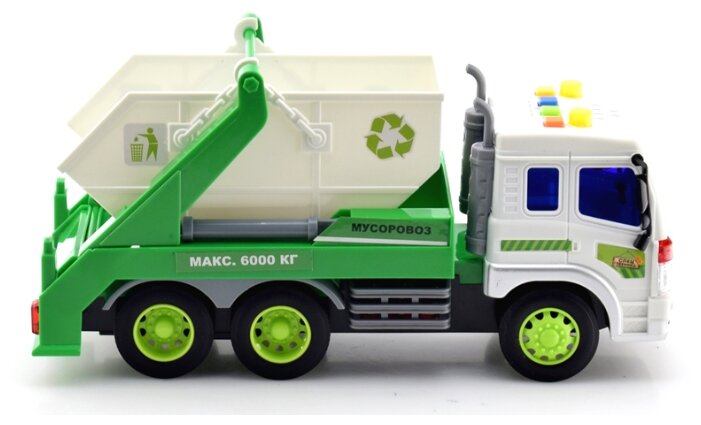 Masinuta pentru gunoi cu frictiune lumini si sunete scara 1 la16 - Wenyi Alb, Verde, Multicolor