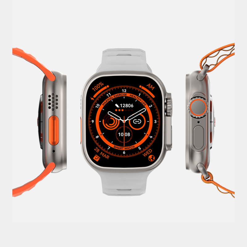 Ceas Smartwatch si Bratara, Fitness, 2' SUPER RETINA, Apel, Notificari Apeluri/Sms/Social Media, Monitorizare sanatate, somnului, ritm cardiac, temperatura corpului, Control TikTok, Limba Romana, Curea din silicon, Argintiu