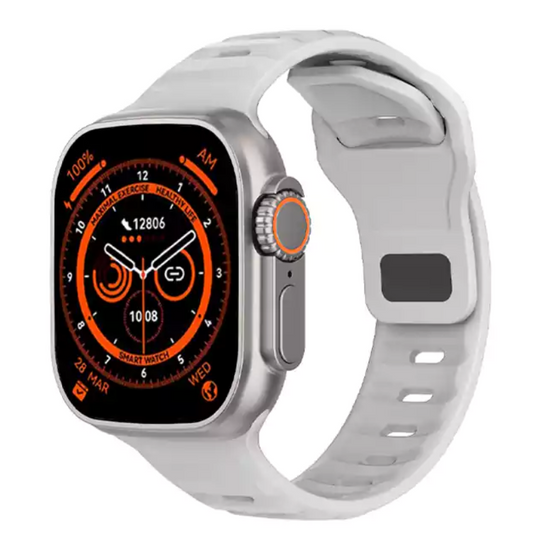 Ceas Smartwatch si Bratara, Fitness, 2' SUPER RETINA, Apel, Notificari Apeluri/Sms/Social Media, Monitorizare sanatate, somnului, ritm cardiac, temperatura corpului, Control TikTok, Limba Romana, Curea din silicon, Argintiu