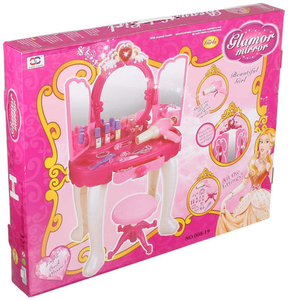 Set salon de frumusete, oglinda cu deschidere eletrica si uscator de par functional, 15 accesorii