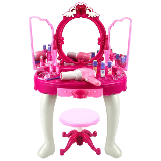 Set salon de frumusete, oglinda cu deschidere eletrica si uscator de par functional, 15 accesorii