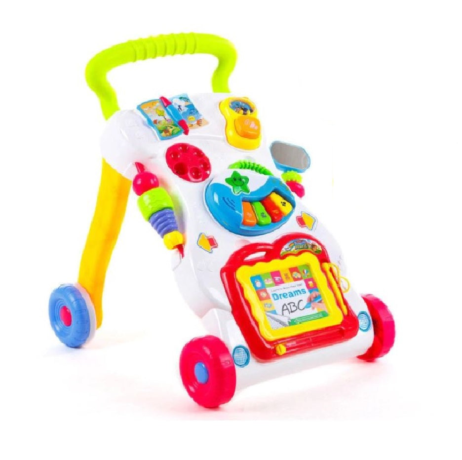 Antepremergator interactiv - centru de activitati multifunctional Music Walker, cu jucarii detasabile, 42 cm x 34 cm x 45 cm