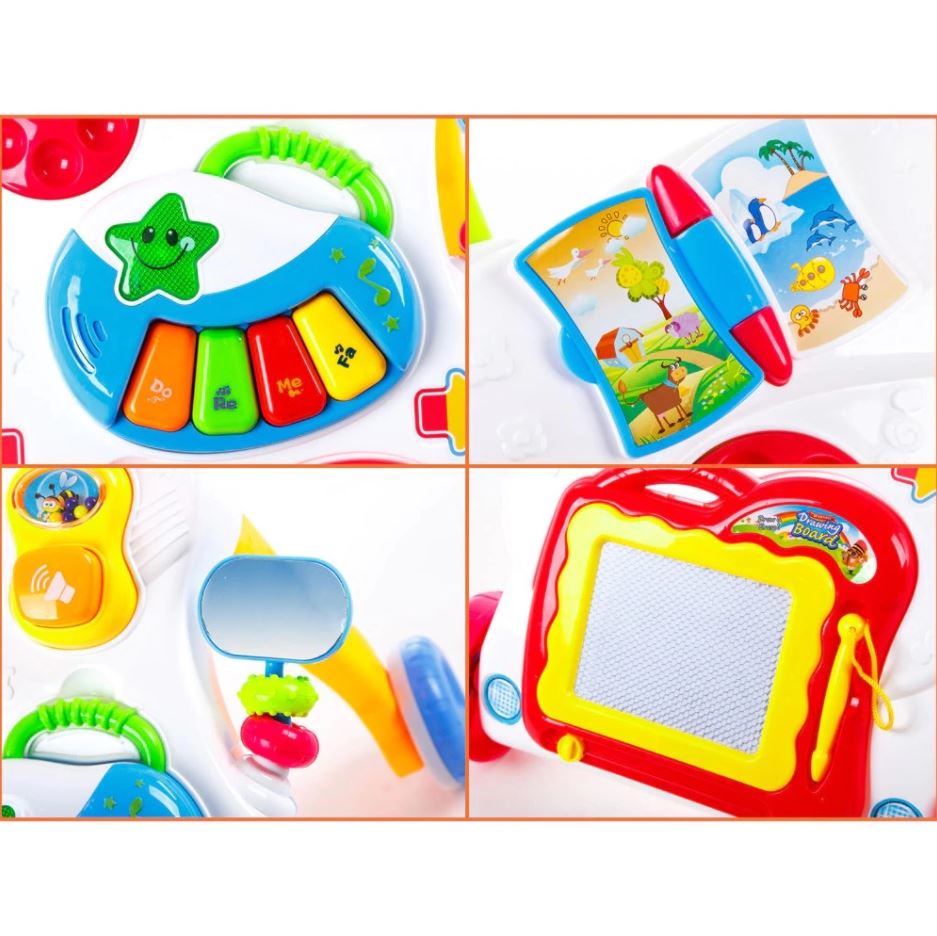 Antepremergator interactiv - centru de activitati multifunctional Music Walker, cu jucarii detasabile, 42 cm x 34 cm x 45 cm