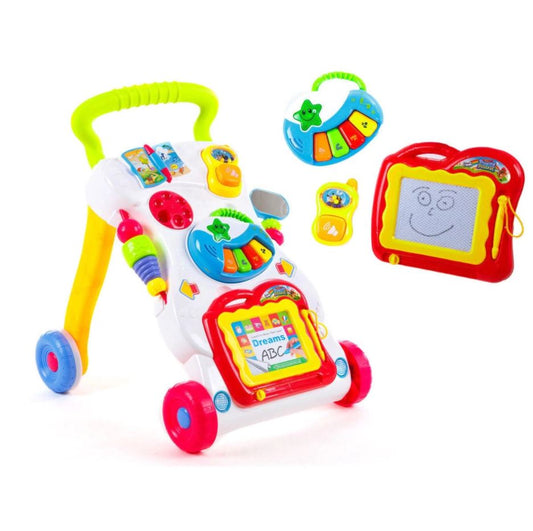 Antepremergator interactiv - centru de activitati multifunctional Music Walker, cu jucarii detasabile, 42 cm x 34 cm x 45 cm