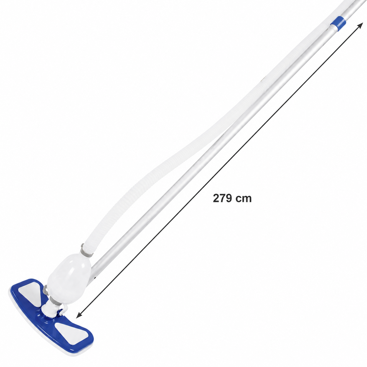 Set de curatare piscine idealSTORE, Debit pompa filtrare 2006L/h, Lungime furtun aspirare 7.5m, Tija de aluminiu 2.79, Sac colectare reutilizabil