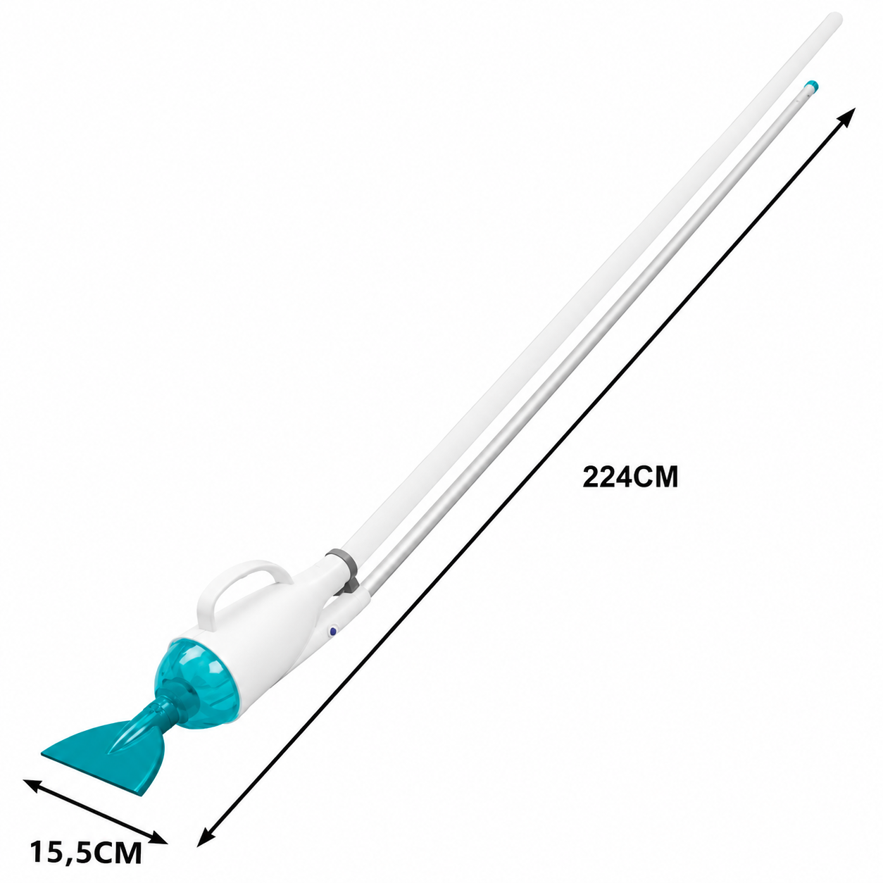 Set de curatare piscine manual PoolClean idealSTORE, Debit pompa filtrare 2006L/h, Lungime furtun aspirare 6m, Maner 1.9m