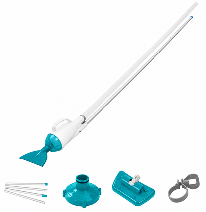 Set de curatare piscine manual PoolClean idealSTORE, Debit pompa filtrare 2006L/h, Lungime furtun aspirare 6m, Maner 1.9m
