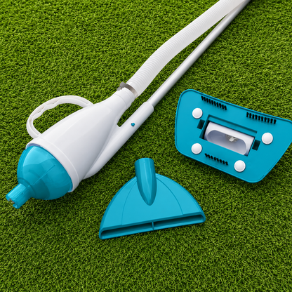 Set de curatare piscine manual PoolClean idealSTORE, Debit pompa filtrare 2006L/h, Lungime furtun aspirare 6m, Maner 1.9m