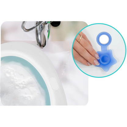 Cadita Pliabila si Portabila, KidsBath, KinderVibe, Dop cu Senzor de Temperatura, Design Ergonomic, Picioare Antiderapante, Confortabila, Sarcina Maxima 45Kg, Alb/Albastru