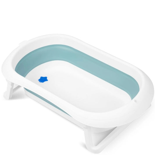 Cadita Pliabila si Portabila, KidsBath, KinderVibe, Dop cu Senzor de Temperatura, Design Ergonomic, Picioare Antiderapante, Confortabila, Sarcina Maxima 45Kg, Alb/Albastru