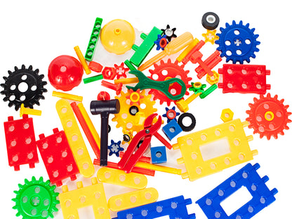 Set de Constructie idealStore ON-U-MIND BLOCK, 70 de ELEMENTE ce va permit sa creati STRUCTURI UNICE, VEHICULE sau ROBOTI, Sprijina Dezvoltarea CREATIVITATII si a ABILITATILOR Manuale, Joaca cu acestea IMBUNATATESTE coordonarea vizual-motorie