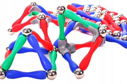 Set constructie idealStore Magic Manetic, compus din 120 piese, Dezvolta Imaginatia, Abilitatile Manuale, Gandirea Spatiala, Se pot crea diverse forme, Multicolor