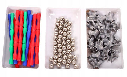 Set constructie idealStore Magic Manetic, compus din 120 piese, Dezvolta Imaginatia, Abilitatile Manuale, Gandirea Spatiala, Se pot crea diverse forme, Multicolor